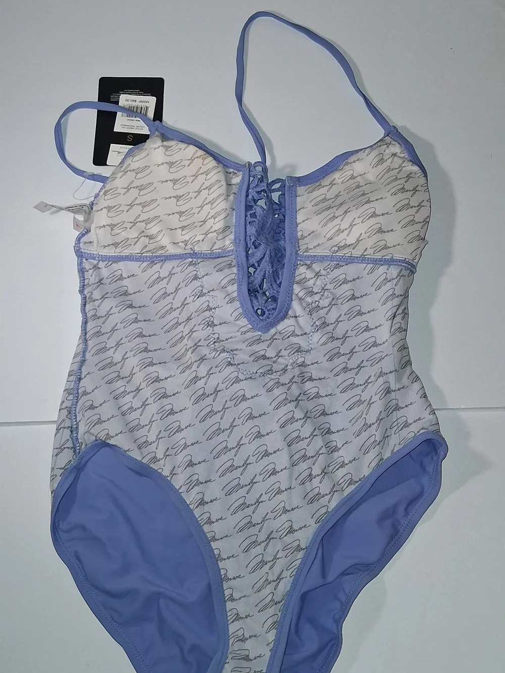 NWT Marilyn Monroe Lilac Crochet-Front One-Piece Women's Size Small